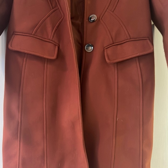 Vintage style rust long coat with removable fur size S - Picture 3 of 7